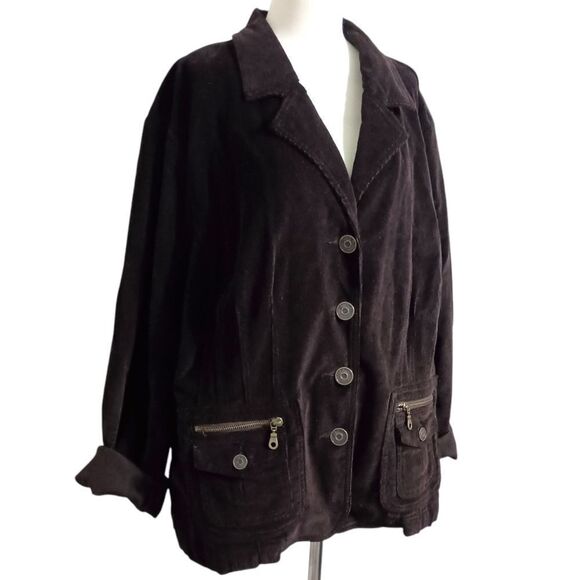 Gitano Corduroy Jacket 24W Plus Sz 3X Blazer Brown Farmhouse Chore Vintage - Picture 4 of 16